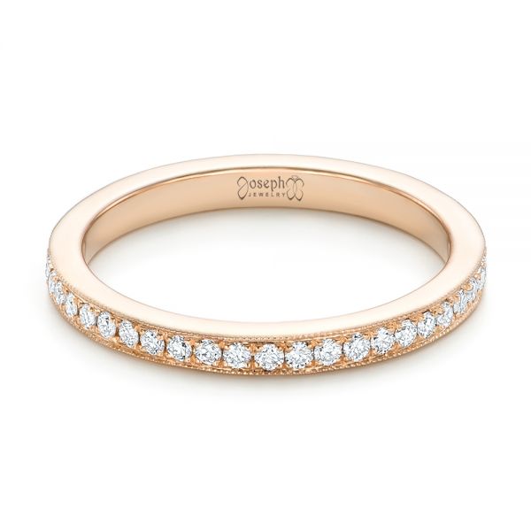 14k Rose Gold Diamond Eternity Wedding Band - Flat View - 102824