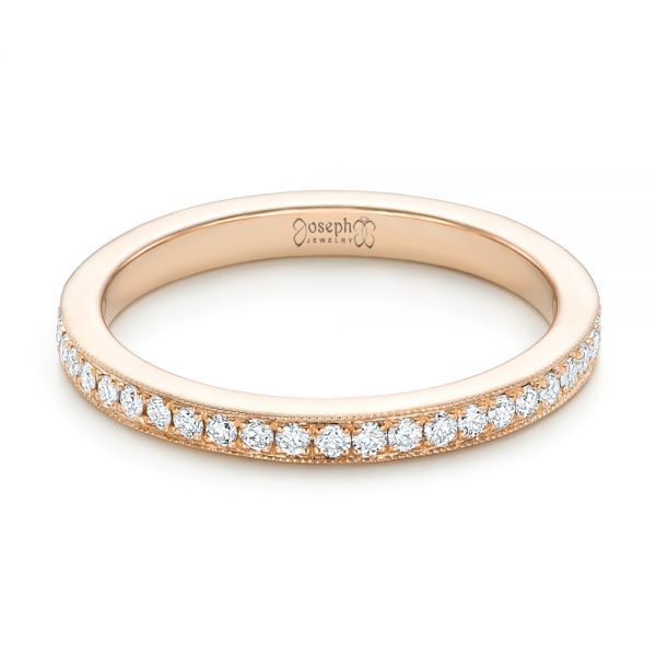 14k Rose Gold Diamond Eternity Wedding Band - Flat View -  102824