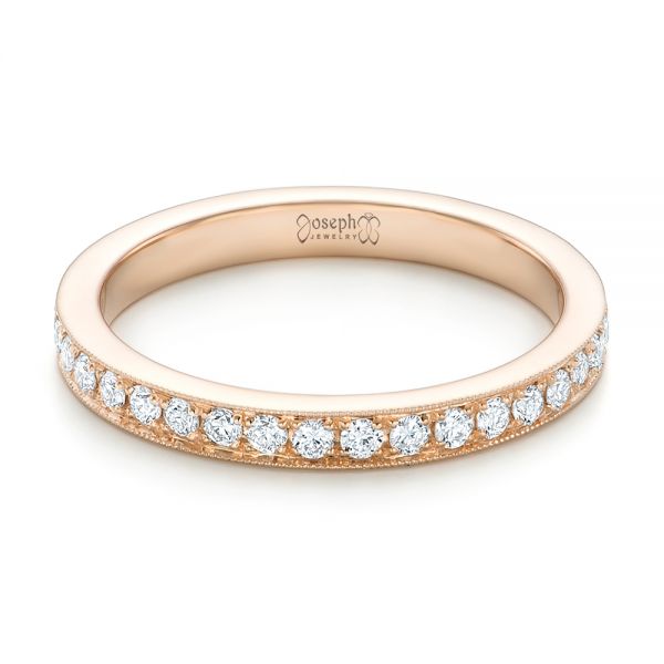 14k Rose Gold Diamond Eternity Wedding Band - Flat View - 102826