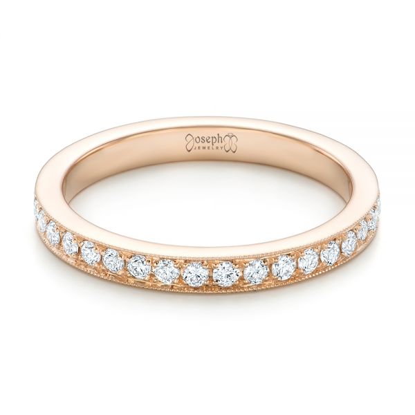 14k Rose Gold Diamond Eternity Wedding Band - Flat View -  102826