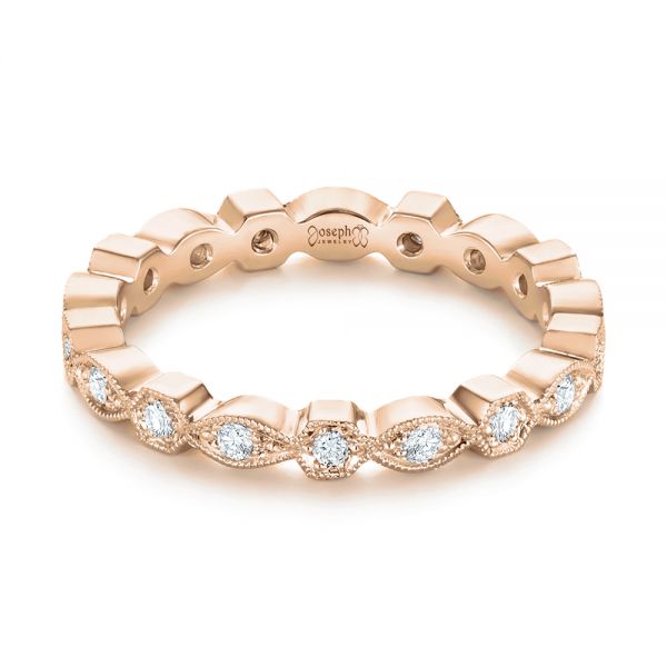 18k Rose Gold 18k Rose Gold Diamond Eternity Wedding Band - Flat View -  104132