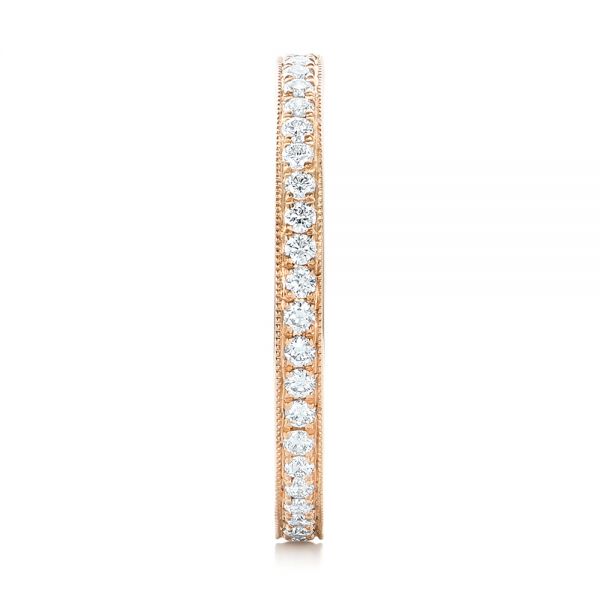 14k Rose Gold Diamond Eternity Wedding Band - Side View - 102824