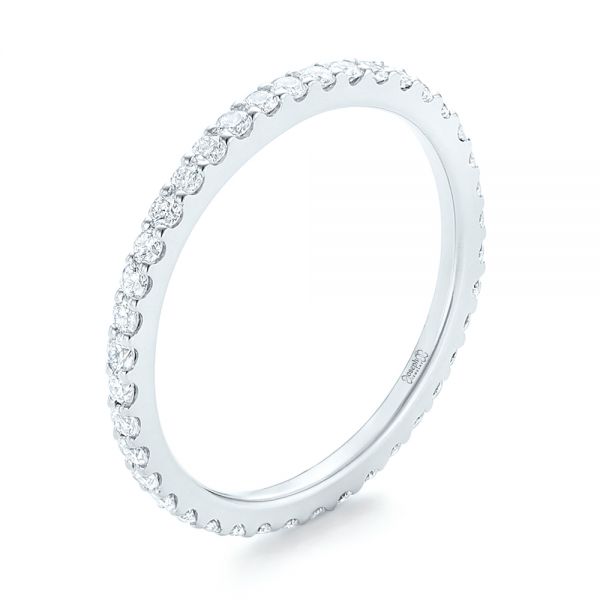 14k White Gold Diamond Eternity Wedding Band - Three-Quarter View -  102761