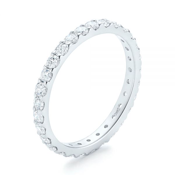 18k White Gold 18k White Gold Diamond Eternity Wedding Band - Three-Quarter View -  102765