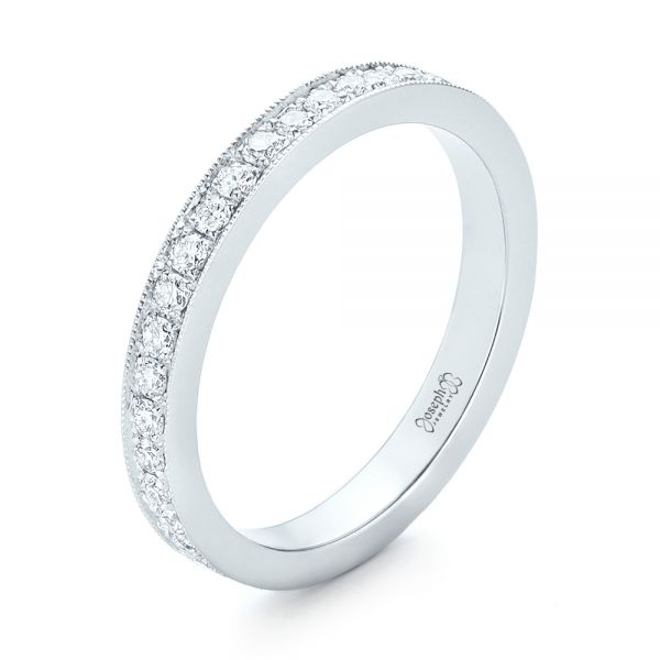 14k White Gold Diamond Eternity Wedding Band - Three-Quarter View -  102819