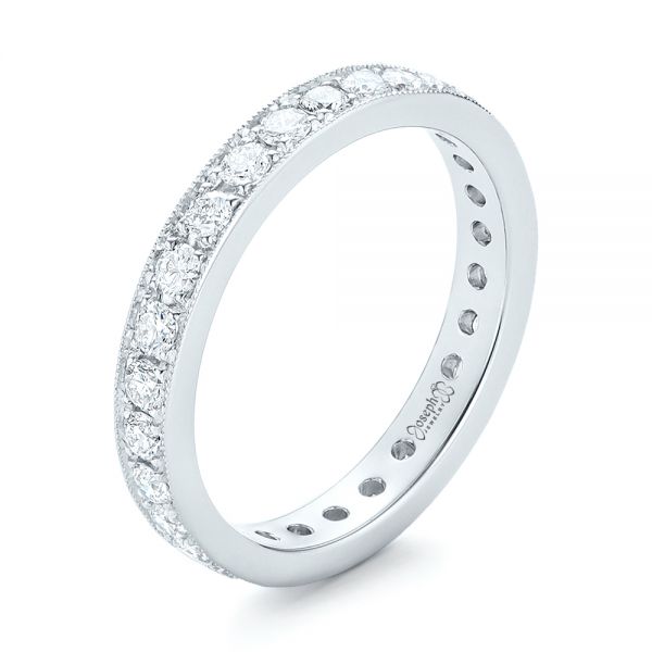 14k White Gold Diamond Eternity Wedding Band - Three-Quarter View -  102821