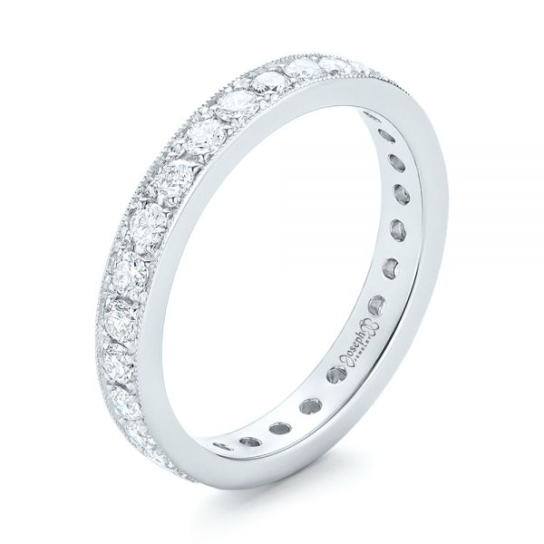 18k White Gold 18k White Gold Diamond Eternity Wedding Band - Three-Quarter View -  102821