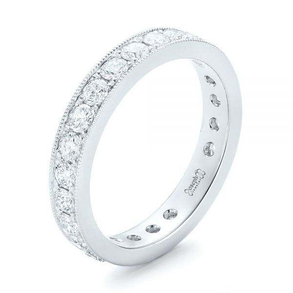 14k White Gold Diamond Eternity Wedding Band - Three-Quarter View -  102823