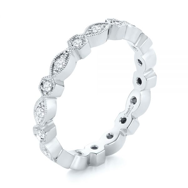 18k White Gold Diamond Eternity Wedding Band - Three-Quarter View -  104132