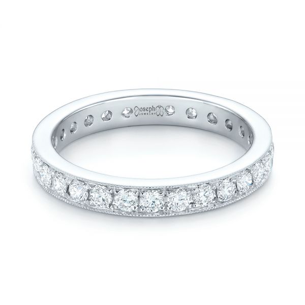 14k White Gold Diamond Eternity Wedding Band - Flat View - 102821