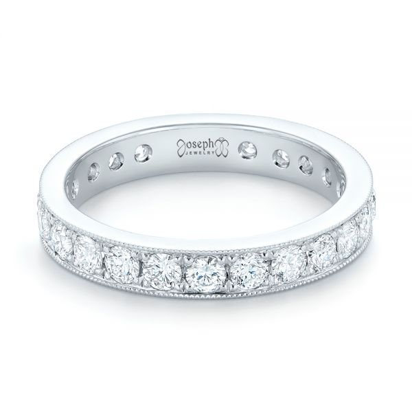 14k White Gold Diamond Eternity Wedding Band - Flat View - 102823