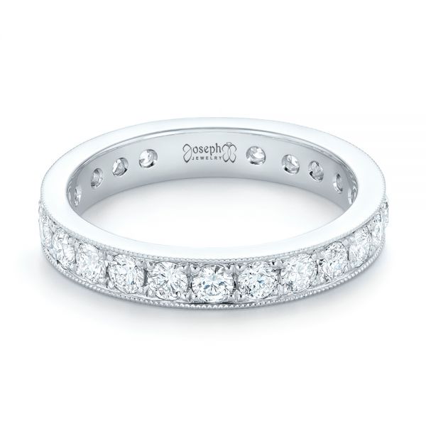 14k White Gold Diamond Eternity Wedding Band - Flat View -  102823