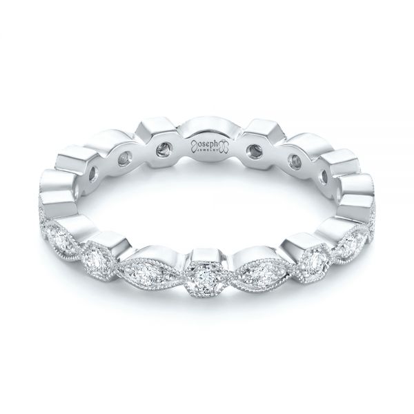 18k White Gold Diamond Eternity Wedding Band - Flat View -  104132