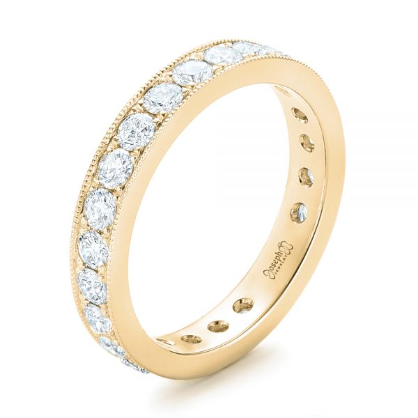 18k Yellow Gold 18k Yellow Gold Diamond Eternity Wedding Band - Three-Quarter View -  102823