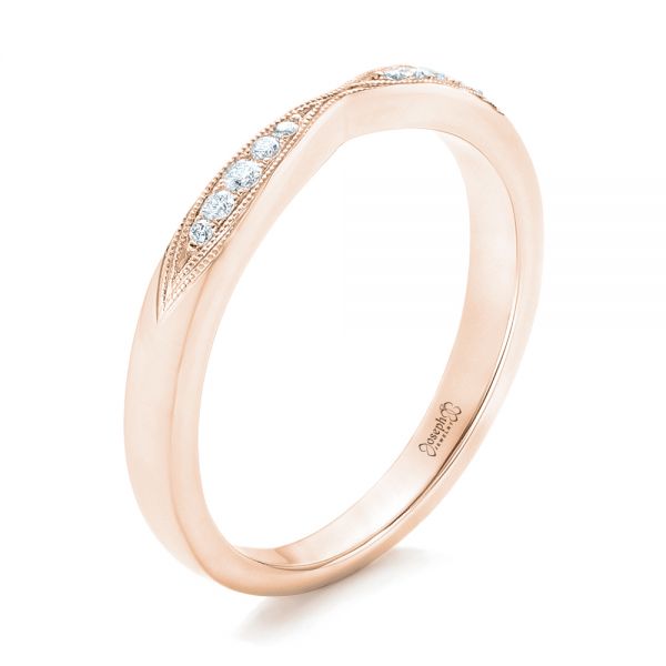 14k Rose Gold 14k Rose Gold Diamond Notched Wedding Band - Three-Quarter View -  102247