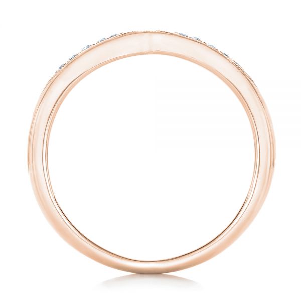18k Rose Gold 18k Rose Gold Diamond Notched Wedding Band - Front View -  102247