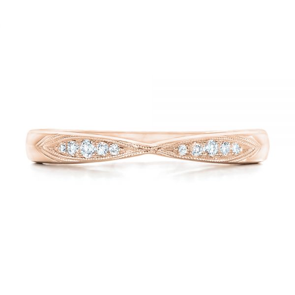 14k Rose Gold 14k Rose Gold Diamond Notched Wedding Band - Top View -  102247