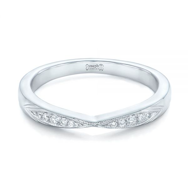 18k White Gold 18k White Gold Diamond Notched Wedding Band - Flat View -  102247