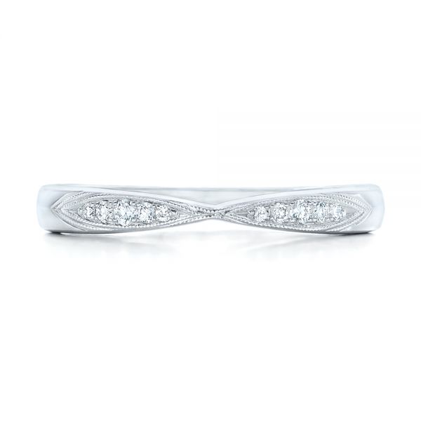  Platinum Platinum Diamond Notched Wedding Band - Top View -  102247