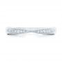 14k White Gold Diamond Notched Wedding Band - Top View -  102247 - Thumbnail