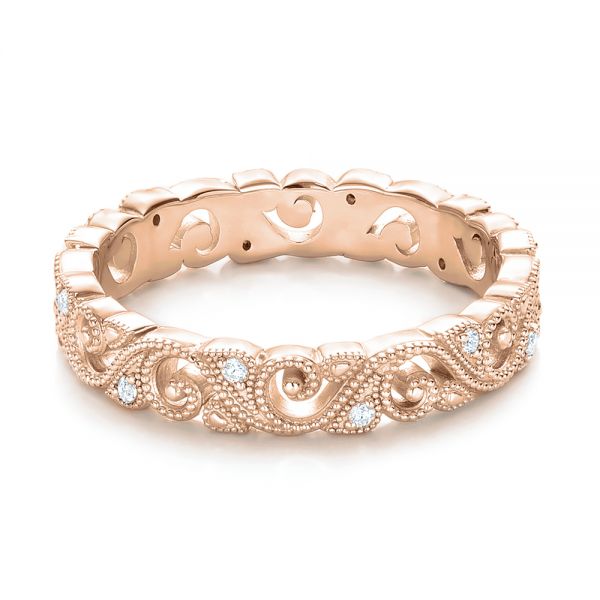 14k Rose Gold 14k Rose Gold Diamond Organic Stackable Eternity Band - Flat View -  101888