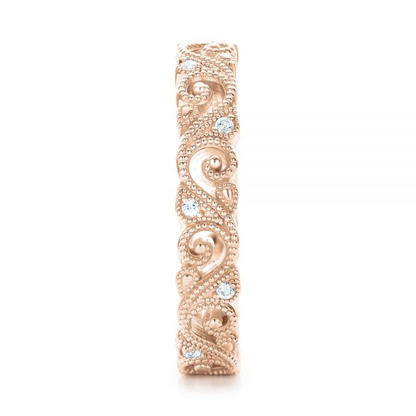14k Rose Gold 14k Rose Gold Diamond Organic Stackable Eternity Band - Side View - 101888