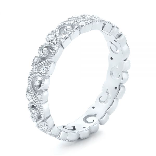 18k White Gold Diamond Organic Stackable Eternity Band - Three-Quarter View -  101888