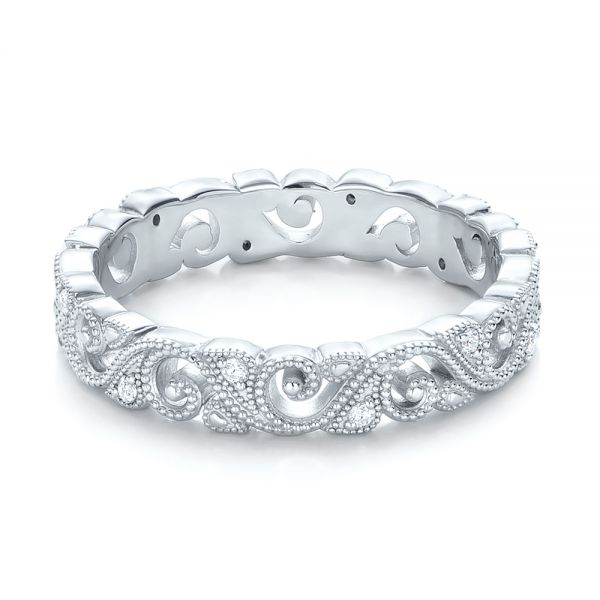 14k White Gold 14k White Gold Diamond Organic Stackable Eternity Band - Flat View -  101888