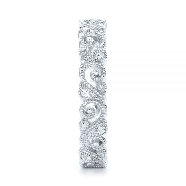 14k White Gold 14k White Gold Diamond Organic Stackable Eternity Band - Side View -  101888