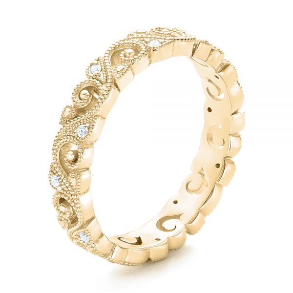 18k Yellow Gold 18k Yellow Gold Diamond Organic Stackable Eternity Band - Three-Quarter View -  101888