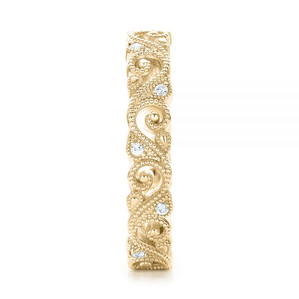 14k Yellow Gold 14k Yellow Gold Diamond Organic Stackable Eternity Band - Side View -  101888