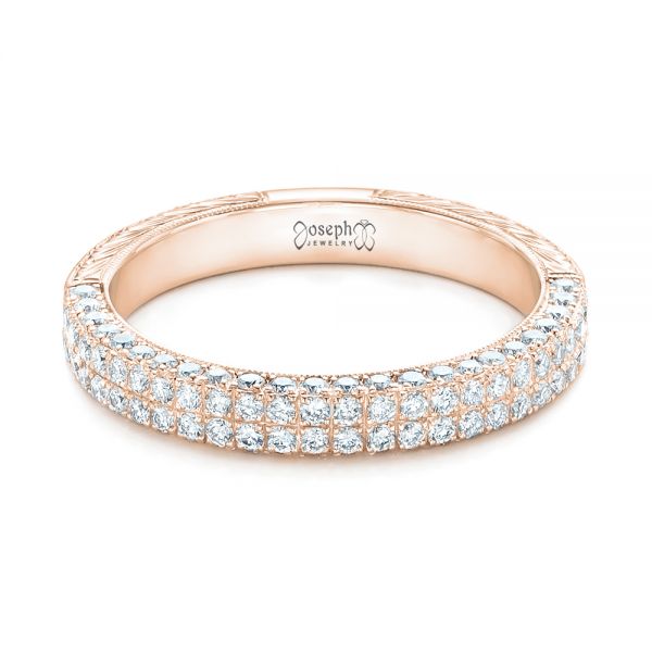 18k Rose Gold 18k Rose Gold Diamond Pave Wedding Band - Flat View - 102175