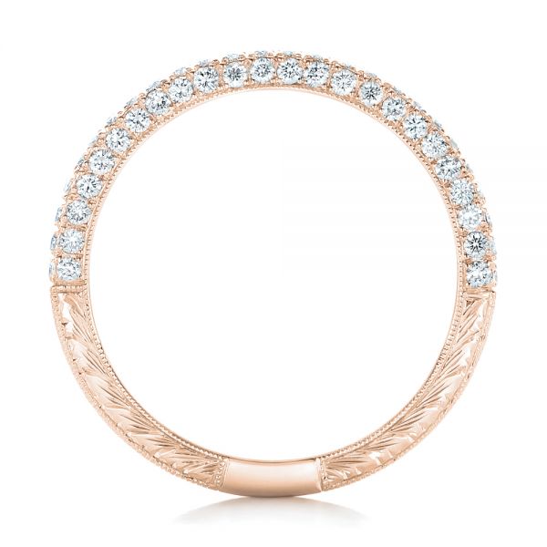 18k Rose Gold 18k Rose Gold Diamond Pave Wedding Band - Front View - 102175