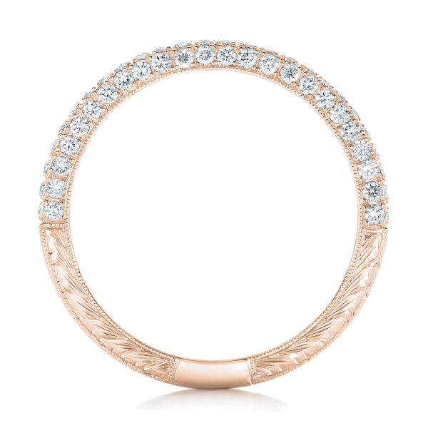 18k Rose Gold 18k Rose Gold Diamond Pave Wedding Band - Front View -  102175