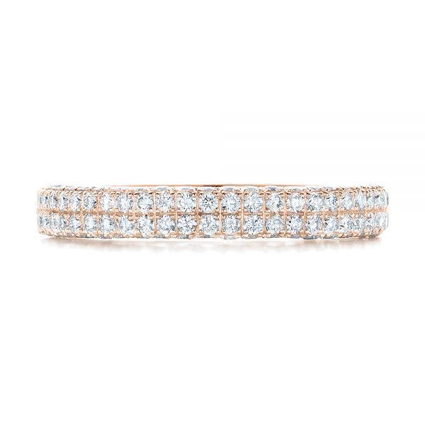 18k Rose Gold 18k Rose Gold Diamond Pave Wedding Band - Top View - 102175