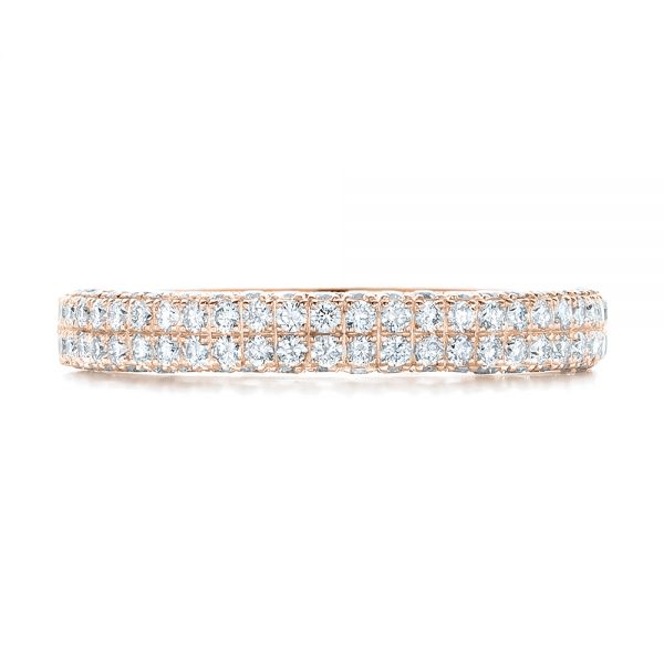 18k Rose Gold 18k Rose Gold Diamond Pave Wedding Band - Top View -  102175