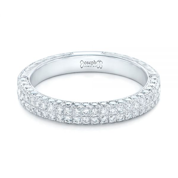  Platinum Platinum Diamond Pave Wedding Band - Flat View -  102175