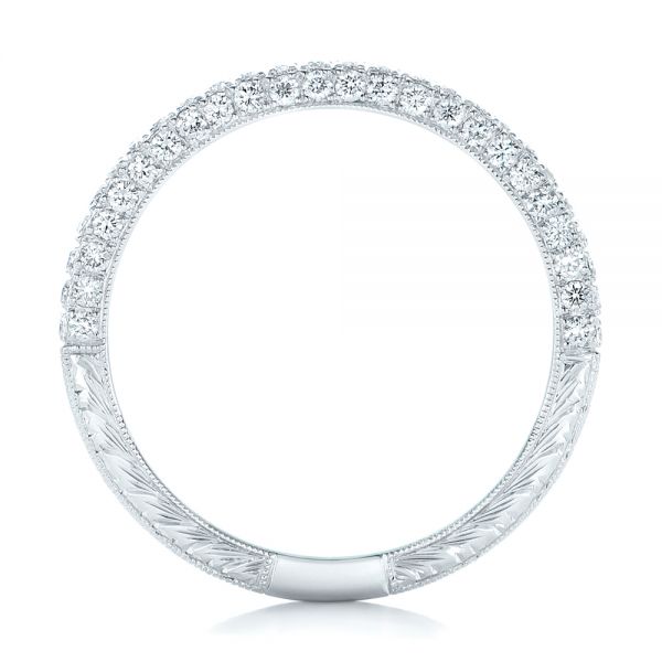 18k White Gold Diamond Pave Wedding Band - Front View -  102175