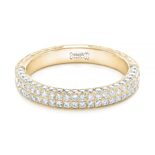 18k Yellow Gold 18k Yellow Gold Diamond Pave Wedding Band - Flat View - 102175
