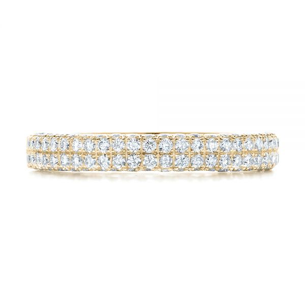 18k Yellow Gold 18k Yellow Gold Diamond Pave Wedding Band - Top View - 102175