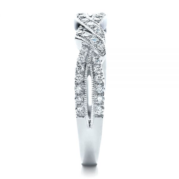 Diamond Split Shank Wedding Band With Matching Engagement Ring - Kirk Kara - Side View -  1459