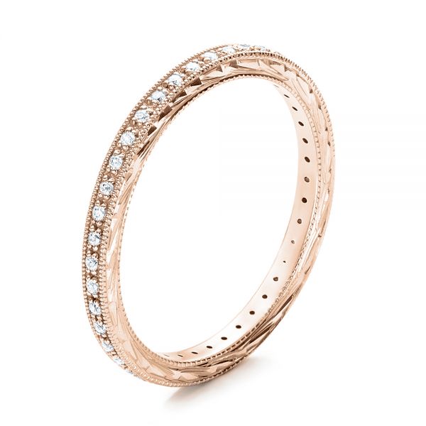 18k Rose Gold 18k Rose Gold Diamond Stackable Eternity Band - Three-Quarter View -  101895