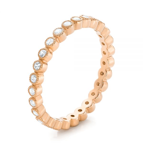 18k Rose Gold 18k Rose Gold Diamond Stackable Eternity Band - Three-Quarter View -  101930