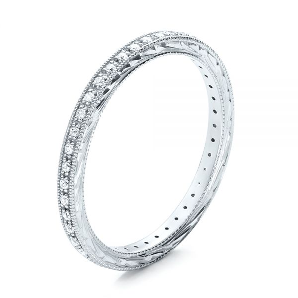 18k White Gold Diamond Stackable Eternity Band - Three-Quarter View -  101895