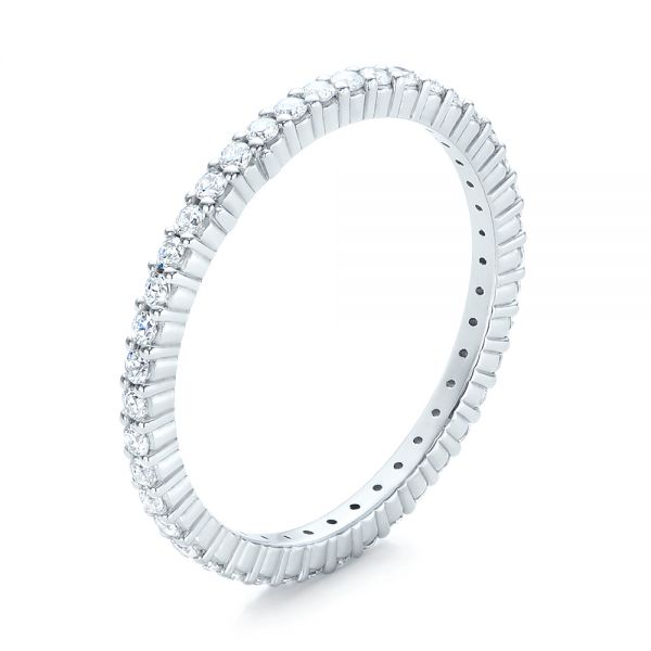 18k White Gold Diamond Stackable Eternity Band - Three-Quarter View -  101900