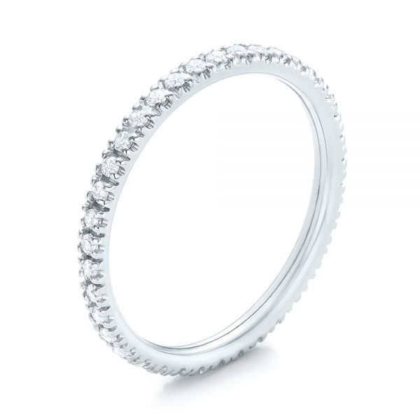 18k White Gold Diamond Stackable Eternity Band - Three-Quarter View -  101914