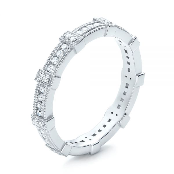 18k White Gold Diamond Stackable Eternity Band - Three-Quarter View -  101922