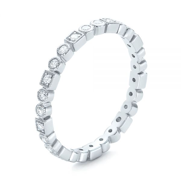 18k White Gold Diamond Stackable Eternity Band - Three-Quarter View -  101925