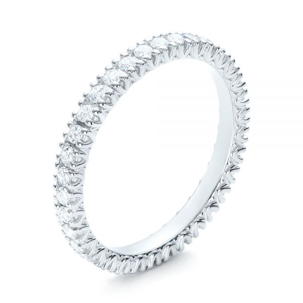 18k White Gold Diamond Stackable Eternity Band - Three-Quarter View -  101933