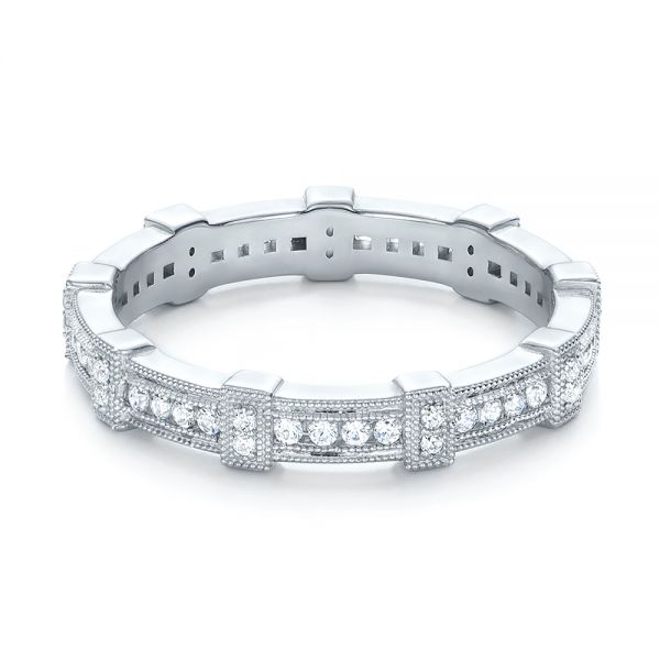 18k White Gold Diamond Stackable Eternity Band - Flat View -  101922